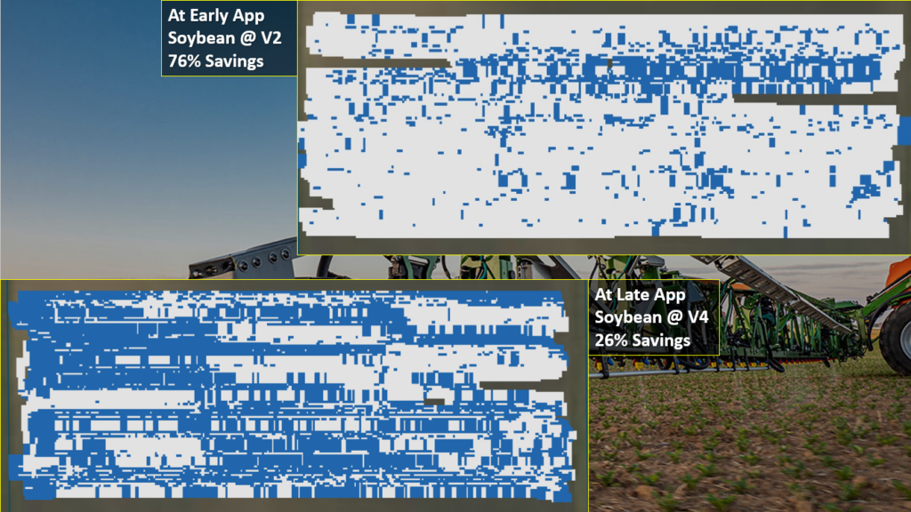 Field map imagery showing herbicide spot spray application